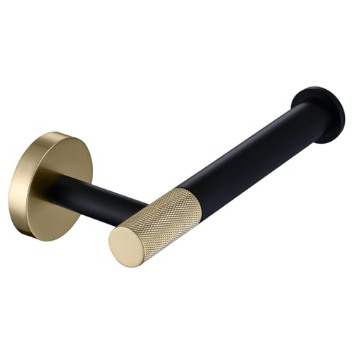 WRKMH Toilettenpapierhalter Messing Klopapierhalter Schwarz und Gebürstetes Gold Tolettenpapierrollenhalter Wand Klorollenhalter Bohrinstallation Klopapier Halterung für Küche und Bad von WRKMH