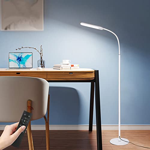 WRMING 12W LED Stehlampe Wohnzimmer Dimmbar mit Fernbedienung Schlafzimmer Leselampe Modern Design Nachttischlampe Touch Dimmen 360° Flexibel Standleuchte für Büro Arbeitszimmer Kinderzimmer von WRMING