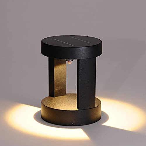 WRMING 15W LED Außen Pollerleuchte Solar Gartenlampe Anthrazit Sockelleuchte IP65 Wasserdicht Design Wegeleuchte Garten-Lampe Strahler 3000k Warmeslicht Aluminium Einfahrt Solarlichter, H20cm von WRMING