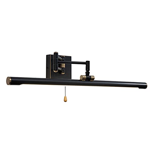 WRMING LED Spiegellampe Badezimmer mit Schalter Vintage Messing Spiegelleuchte Retro Verstellbar Badleuchte 7W Neutralweiß 4000k Bad wandleuchte für Spiegelschränke und Spiegel, 35cm, 560lm,Schwarz von WRMING