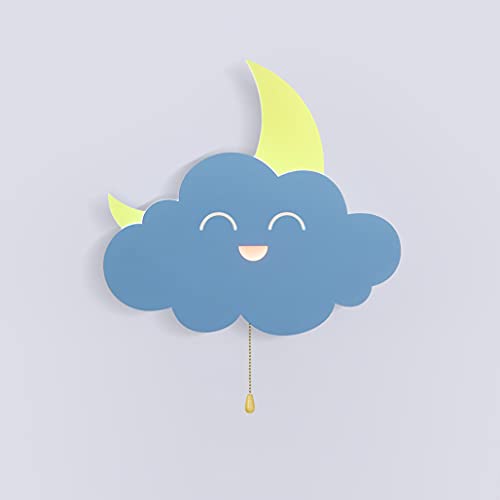 WRMING Kinder Wandlampe, 8W LED Kinderlampe mit Schalter, Wandleuchte Wolken, Warmweiß 3000K, Clouds Rosa Metall kinderzimmerlampe, Schlafzimmer Nachtlicht für Mädchen und Jungen, 640lm,Blau von WRMING