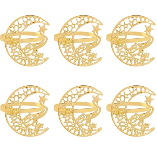 Ramadan Serviettenringe, 6 serviettenringe Gold Ramadan tischdeko,Islam deko eid Mubarak servietten Ring Geeignet für Bankett Party Hochzeit Ramadan Dekoration von WROYGVY