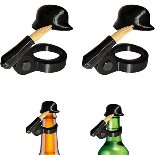 WRQIOO 2 Stück Bierhelm, Bierflaschen Helm, Soldat Salut Bierflasche Helm, Staubdicht Bierflaschenverschluss Soldaten Helm, Wiederverwendbar Flaschenverschluss Bierflaschen von WRQIOO