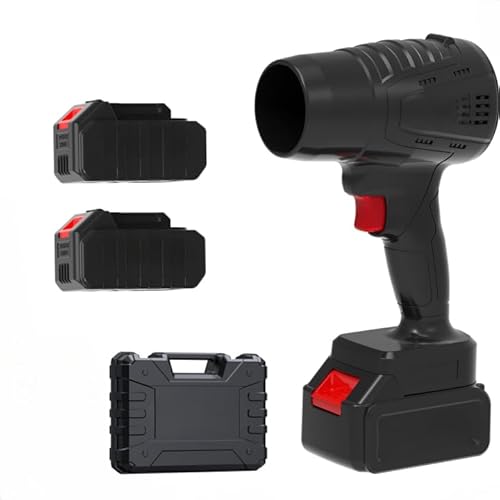 WRQIOO Gebläse Akku, laubbläser akku, Turbo Jet Blower mit 2 4500mAh Akkus Und Ladegerät, 28000RPM Auto Trockner Gebläse Akku, Stufenlos Einstellbare, Cordless Handheld Leaf Blower von WRQIOO