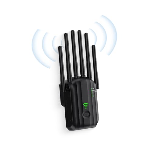 WRQIOO Leistungsstarker WLAN-Repeater für Zuhause, leistungsstarker WiFi-Verstärker, W-iFi Extender Dual Band 2,4 GHz/5 GHz, WLAN-Repeater 1200 Mbps, unterstützt R-Beipeter/Router/AP-Modus WRQIOO Leistungsstarker WLAN-Repeater für Zuhause, leistungsstarker WiFi-Verstärker, W-iFi Extender Dual Band 2,4 GHz/5 GHz, WLAN-Repeater 1200 Mbps, unterstützt R-Beipeter/Router/AP-Modus von WRQIOO