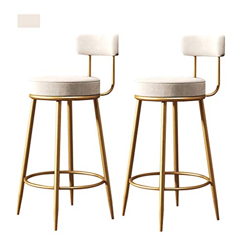 WRRAC-Stuhl 25,6-Zoll-Barstühle Set mit 2 dicken Polstersitz-Barhockern/Esszimmerstuhl mit goldenen Metallbeinen, einfache Montage von WRRAC-Stuhl