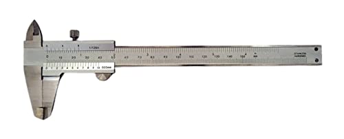WRS Präz.-Messschieber/Schieblehre mit Feststellschraube, DIN 862, rostfrei, mattverchromt, ganz gehärtet, 4-fach Messung, mit Gewindetabelle, im Etui, Größen Name: 150 mm Messbereich, Nonius 0,05 mm von WRS WINTERHOFF