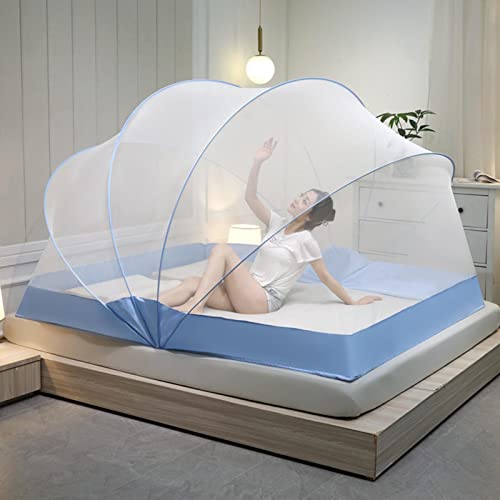 Mosquito Nets, Fencse Mosquito Net, Pop-Up Mosquito Net Ultralight Single King Size Bed Portable Pop Up Travel Bed Free Installation and Folding Net(Blue,80*190*120) von WRTN