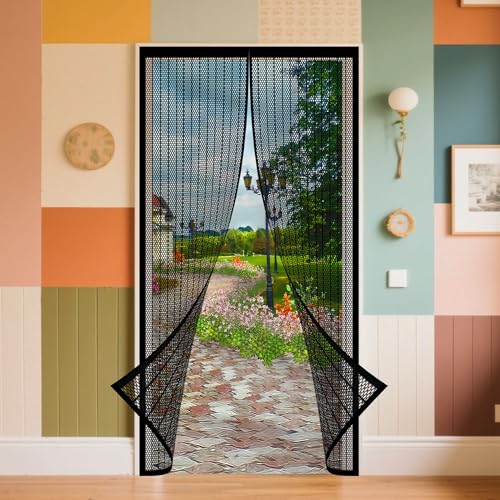 Magnet Fliegengitter Tür Insektenschutz 99 x 279 cm Kinderleichte Klebemontage Ohne Bohren Insektenschutz Tür für Haustür Terrassentür, Schwarz Magnet Fliegengitter Tür Insektenschutz 99 x 279 cm Kinderleichte Klebemontage Ohne Bohren Insektenschutz Tür für Haustür Terrassentür, Schwarz von WRUIJIO