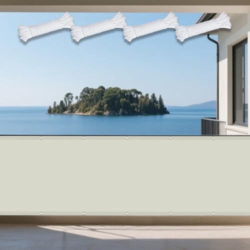 Sonnenschutz Sonnensegel 170 x 500 cm Rechteckig Wasserdicht 98% UV Schutz Balkon Regenschutz mit Ösen Ohne Bohren mit Seil für Außenbereich Garten, cremefarben Sonnenschutz Sonnensegel 170 x 500 cm Rechteckig Wasserdicht 98% UV Schutz Balkon Regenschutz mit Ösen Ohne Bohren mit Seil für Außenbereich Garten, cremefarben von WRUIJIO