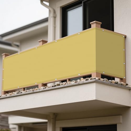 Sonnenschutz Sonnensegel 210 x 330 cm Rechteckig Wasserdicht 98% UV Schutz Pergola Ersatz Schattenabdeckung mit Ösen Ohne Bohren mit Seil für Garten Balkon & Terrasse, Sandgelb von WRUIJIO