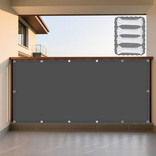 Sonnenschutz Sonnensegel 210 x 360 cm Rechteckig Wasserdicht Sonnenschutz Windschutz Windschutz Vielen Größen mit Spannseilen für Garten Balkon, Dunkelgrau von WRUIJIO