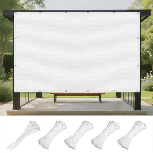 Sonnensegel Atmungsaktiv Rechteckig 160 x 460 cm Rechteckig Atmungsaktiv 98% UV Schutz Segel Baldachin mit Ösen Und Befestigungsseile für Patio Balkon Terrasse Camping, Weiß von WRUIJIO