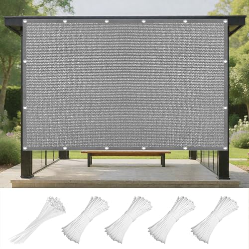 Sonnensegel Atmungsaktiv Rechteckig 310 x 500 cm Rechteckig Atmungsaktiv 98% UV Schutz Segel Baldachin mit Ösen Und Befestigungsseile für Patio Balkon Terrasse Camping, Hellgrau von WRUIJIO