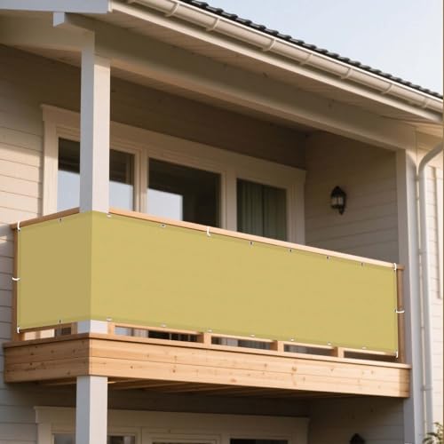 Sonnensegel Balkon 100 x 550 cm Rechteckig Wasserdicht 98% UV Schutz Sonnenschutz Baldachin Balkon Schattenspender mit Ösen Ohne Bohren mit Seil für Garten Terrasse, Sandgelb Sonnensegel Balkon 100 x 550 cm Rechteckig Wasserdicht 98% UV Schutz Sonnenschutz Baldachin Balkon Schattenspender mit Ösen Ohne Bohren mit Seil für Garten Terrasse, Sandgelb von WRUIJIO