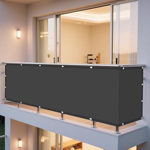 Sonnensegel Balkon 102 x 392 cm Rechteckig Wasserdicht Sonnenschutz Windschutz Segeltuch mit Spannseilen mit Ösen für Patio Hinterhof Rasengarten, Dunkelgrau Sonnensegel Balkon 102 x 392 cm Rechteckig Wasserdicht Sonnenschutz Windschutz Segeltuch mit Spannseilen mit Ösen für Patio Hinterhof Rasengarten, Dunkelgrau von WRUIJIO