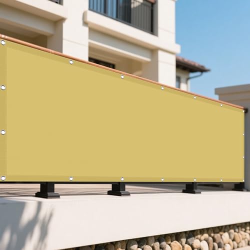 Sonnensegel Balkon 130 x 175 cm Rechteckig Wasserdicht 98% UV Schutz Markisenstoff Rechtwinklig mit Ösen Sichtschutz Reißfest Wetterfest Ohne Bohren für Terrasse Balkon, Sandgelb Sonnensegel Balkon 130 x 175 cm Rechteckig Wasserdicht 98% UV Schutz Markisenstoff Rechtwinklig mit Ösen Sichtschutz Reißfest Wetterfest Ohne Bohren für Terrasse Balkon, Sandgelb von WRUIJIO