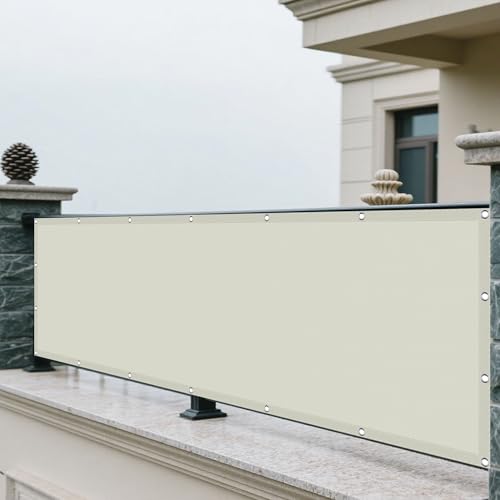 Sonnensegel Balkon 135 x 200 cm Rechteckig Wasserdicht Sonnenschutz Windschutz Sichtschutz Balkon mit Ösen Und Befestigungsseile für Garten, cremefarben Sonnensegel Balkon 135 x 200 cm Rechteckig Wasserdicht Sonnenschutz Windschutz Sichtschutz Balkon mit Ösen Und Befestigungsseile für Garten, cremefarben von WRUIJIO