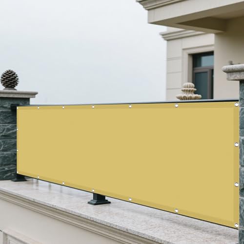 Sonnensegel Balkon 140 x 200 cm Rechteckig Wasserdicht Sonnenschutz Windschutz Sichtschutz Balkon mit Ösen Und Befestigungsseile für Garten, Sandgelb Sonnensegel Balkon 140 x 200 cm Rechteckig Wasserdicht Sonnenschutz Windschutz Sichtschutz Balkon mit Ösen Und Befestigungsseile für Garten, Sandgelb von WRUIJIO
