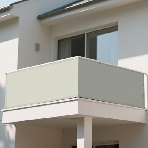 Sonnensegel Balkon 150 x 605 cm Rechteckig Wasserdicht 98% UV Schutz Markise Balkon Ohne Bohren mit Ösen Segeltuch 4 × 1.5 M Seile für Camping Terrasse Pergola, cremefarben von WRUIJIO