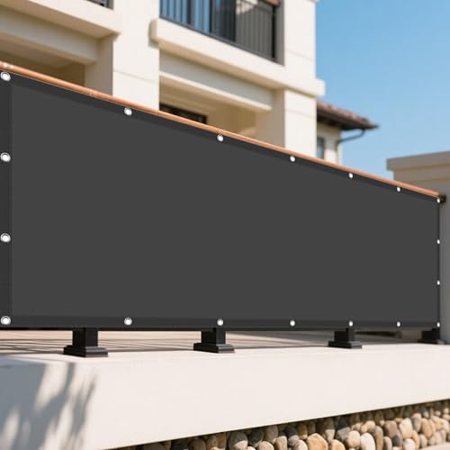 Sonnensegel Balkon 170 x 475 cm Rechteckig Wasserdicht 98% UV Schutz Markisenstoff Rechtwinklig mit Ösen Sichtschutz Reißfest Wetterfest Ohne Bohren für Terrasse Balkon, Dunkelgrau Sonnensegel Balkon 170 x 475 cm Rechteckig Wasserdicht 98% UV Schutz Markisenstoff Rechtwinklig mit Ösen Sichtschutz Reißfest Wetterfest Ohne Bohren für Terrasse Balkon, Dunkelgrau von WRUIJIO