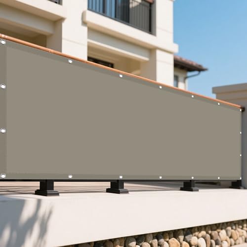 Sonnensegel Balkon 190 x 455 cm Rechteckig Wasserdicht 98% UV Schutz Markisenstoff Rechtwinklig mit Ösen Sichtschutz Reißfest Wetterfest Ohne Bohren für Terrasse Balkon, Taupe Sonnensegel Balkon 190 x 455 cm Rechteckig Wasserdicht 98% UV Schutz Markisenstoff Rechtwinklig mit Ösen Sichtschutz Reißfest Wetterfest Ohne Bohren für Terrasse Balkon, Taupe von WRUIJIO