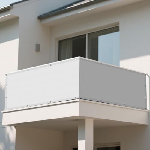 Sonnensegel Balkon 230 x 585 cm Rechteckig Wasserdicht 98% UV Schutz Markise Balkon Ohne Bohren mit Ösen Segeltuch 4 × 1.5 M Seile für Camping Terrasse Pergola, Weiß von WRUIJIO