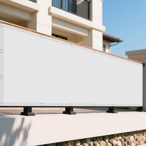 Sonnensegel Balkon 470 x 505 cm Rechteckig Wasserdicht 98% UV Schutz Markisenstoff Rechtwinklig mit Ösen Sichtschutz Reißfest Wetterfest Ohne Bohren für Terrasse Balkon, Weiß Sonnensegel Balkon 470 x 505 cm Rechteckig Wasserdicht 98% UV Schutz Markisenstoff Rechtwinklig mit Ösen Sichtschutz Reißfest Wetterfest Ohne Bohren für Terrasse Balkon, Weiß von WRUIJIO