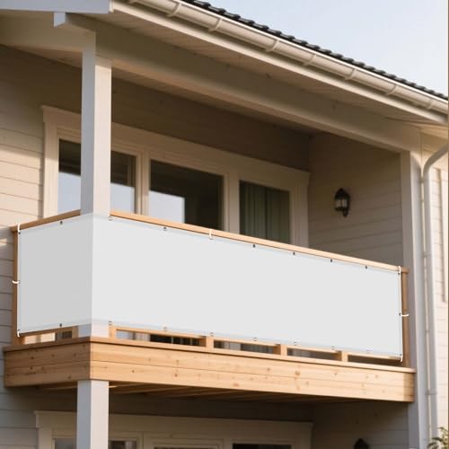 Sonnensegel Balkon 500 x 540 cm Rechteckig Wasserdicht 98% UV Schutz Sonnenschutz Baldachin Balkon Schattenspender mit Ösen Ohne Bohren mit Seil für Garten Terrasse, Weiß Sonnensegel Balkon 500 x 540 cm Rechteckig Wasserdicht 98% UV Schutz Sonnenschutz Baldachin Balkon Schattenspender mit Ösen Ohne Bohren mit Seil für Garten Terrasse, Weiß von WRUIJIO