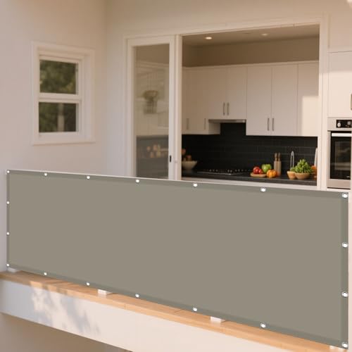 Sonnensegel Balkon 84 x 280 cm Rechteckig Wasserdicht Sonnenschutz Windschutz Segel Baldachin Segeltuch mit Ösen Und Befestigungsseile für Terrasse Camping, Taupe Sonnensegel Balkon 84 x 280 cm Rechteckig Wasserdicht Sonnenschutz Windschutz Segel Baldachin Segeltuch mit Ösen Und Befestigungsseile für Terrasse Camping, Taupe von WRUIJIO