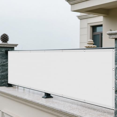 Sonnensegel Balkon 85 x 130 cm Rechteckig Wasserdicht Sonnenschutz Windschutz Sichtschutz Balkon mit Ösen Und Befestigungsseile für Garten, Weiß Sonnensegel Balkon 85 x 130 cm Rechteckig Wasserdicht Sonnenschutz Windschutz Sichtschutz Balkon mit Ösen Und Befestigungsseile für Garten, Weiß von WRUIJIO