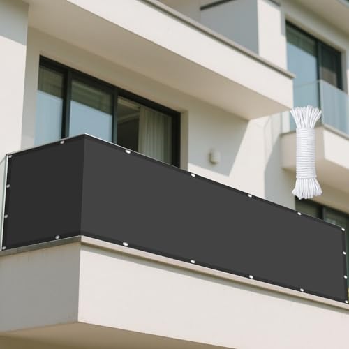 Sonnensegel Rechteckig mit Ösen 350 x 415 cm Rechteckig Wasserdicht Sonnenschutz Windschutz Sonnenschutz Netz Vielen Größen mit Spannseilen für Garten Balkon & Terrasse, Dunkelgrau von WRUIJIO