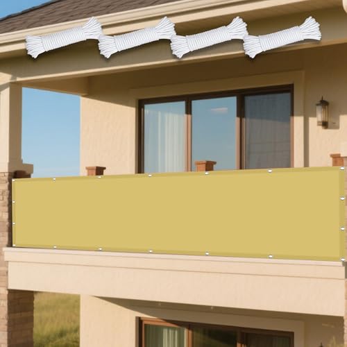 Sonnensegel Rechteckig mit Ösen Wasserdicht 150 x 360 cm Rechteckig Wasserdicht 98% UV Schutz Sun Sonnenschutz Sonnentuch Vielen Größen mit Spannseilen für Balkon Garten, Sandgelb Sonnensegel Rechteckig mit Ösen Wasserdicht 150 x 360 cm Rechteckig Wasserdicht 98% UV Schutz Sun Sonnenschutz Sonnentuch Vielen Größen mit Spannseilen für Balkon Garten, Sandgelb von WRUIJIO