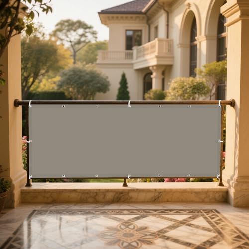 Sonnensegel Sonnenschutz 190 x 220 cm Rechteckig Wasserdicht Sonnenschutz Windschutz Outdoor Tarp Balkon Schattennetz Ohne Bohren mit Ösen Segeltuch für Terrasse Camping, Taupe von WRUIJIO