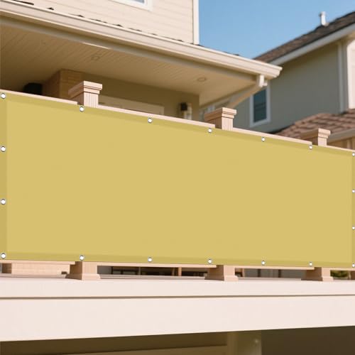 Sonnensegel Wasserabweisend 280 x 355 cm Rechteckig Wasserdicht 98% UV Schutz Pergola-Schattenspender Ersatz-Vordach Ohne Bohren mit Ösen Segeltuch für Außenbereich Garten, Sandgelb von WRUIJIO