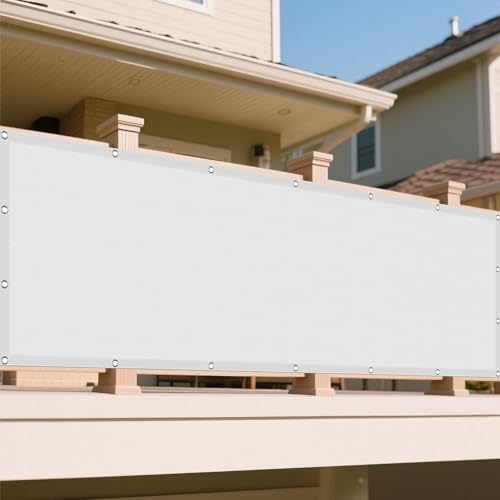 Sonnensegel Wasserabweisend 410 x 445 cm Rechteckig Wasserdicht 98% UV Schutz Pergola-Schattenspender Ersatz-Vordach Ohne Bohren mit Ösen Segeltuch für Außenbereich Garten, Weiß von WRUIJIO