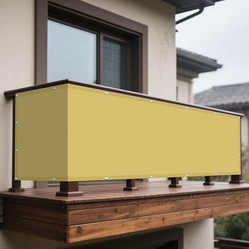Sonnensegel Wasserdicht 128 x 250 cm Rechteckig Wasserdicht Sonnenschutz Windschutz Sunsail mit Spannseilen mit Ösen für Terrasse Garten, Sandgelb Sonnensegel Wasserdicht 128 x 250 cm Rechteckig Wasserdicht Sonnenschutz Windschutz Sunsail mit Spannseilen mit Ösen für Terrasse Garten, Sandgelb von WRUIJIO