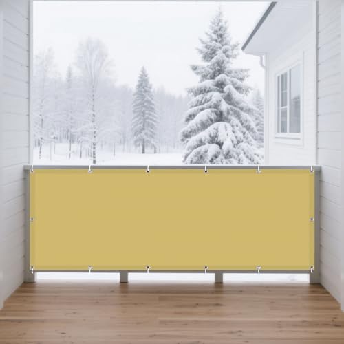 Sonnensegel Wasserdicht Rechteckig 130 x 165 cm Rechteckig Wasserdicht 98% UV Schutz Sonnenschutz Schutzplane Ohne Bohren mit Ösen Segeltuch für Balkon Garten, Sandgelb von WRUIJIO