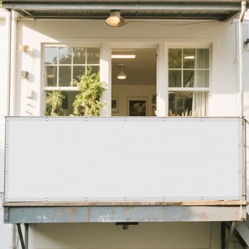 Sonnensegel Wasserdicht Rechteckig 140 x 495 cm Rechteckig Wasserdicht 98% UV Schutz Baldachin Garten Segel Vielen Größen mit Spannseilen für Patio Balkon Terrasse Camping, Weiß von WRUIJIO