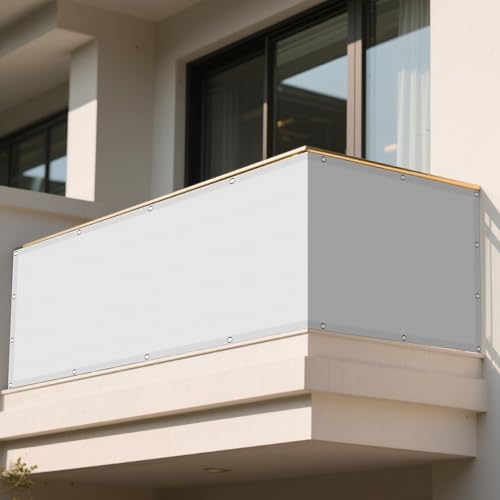 Sonnensegel Wasserdicht Rechteckig 254 x 560 cm Rechteckig Wasserdicht Sonnenschutz Windschutz Segeltuch Pergola inkl Befestigungsseile für Terrasse Garten, Weiß von WRUIJIO