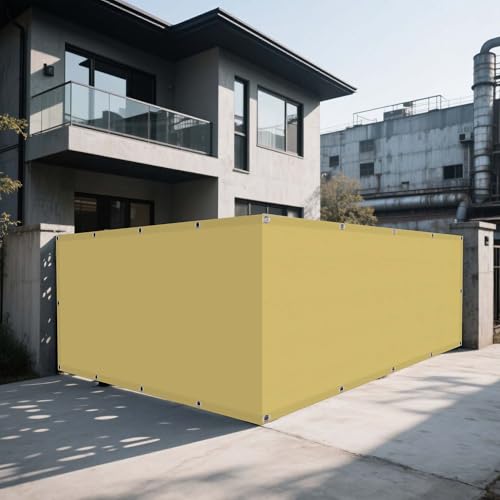 Sonnensegel Wasserdicht Rechteckig 382 x 392 cm Rechteckig Wasserdicht 98% UV Schutz Sonnenschutz Baldachin Markise Vielen Größen mit Spannseilen für Garten Camping, Sandgelb von WRUIJIO