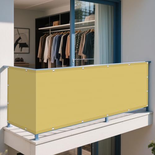 Sonnensegel Wasserdicht Rechteckig 70 x 320 cm Rechteckig Wasserdicht 98% UV Schutz Balkon Sichtschutz Ohne Bohren mit Ösen Segeltuch für Garten Terrasse Outdoor Camping, Sandgelb Sonnensegel Wasserdicht Rechteckig 70 x 320 cm Rechteckig Wasserdicht 98% UV Schutz Balkon Sichtschutz Ohne Bohren mit Ösen Segeltuch für Garten Terrasse Outdoor Camping, Sandgelb von WRUIJIO