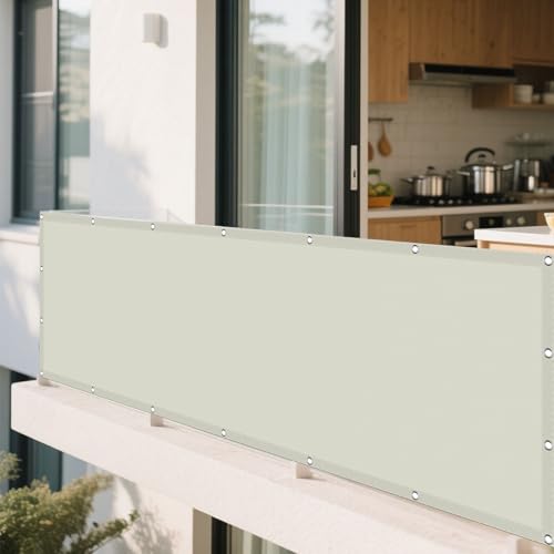 Sonnensegel Wasserdicht Rechteckig mit Ösen 100 x 450 cm Rechteckig Wasserdicht 98% UV Schutz Sonnenschutz Netz inkl Befestigungsseile für Garten Balkon & Terrasse, Beige von WRUIJIO