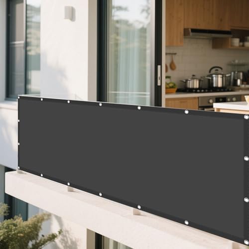 Sonnensegel Wasserdicht Rechteckig mit Ösen 400 x 450 cm Rechteckig Wasserdicht 98% UV Schutz Sonnenschutz Netz inkl Befestigungsseile für Garten Balkon & Terrasse, Dunkelgrau von WRUIJIO