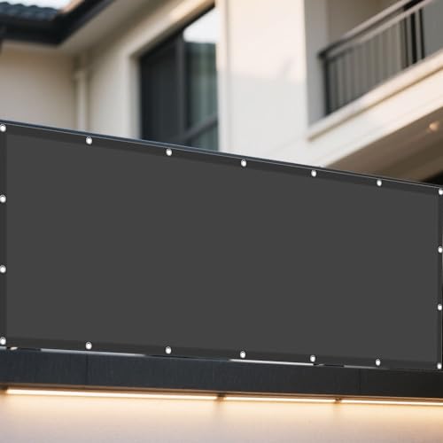 Sonnensegel Wasserdicht Sonnenschutz 100 x 390 cm Rechteckig Wasserdicht 98% UV Schutz Segel Baldachin Ohne Bohren mit Ösen Segeltuch für Garten Terrasse Camping Outdoor, Dunkelgrau von WRUIJIO