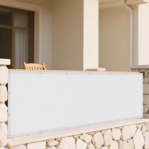 Sonnensegel Wasserdicht Sonnenschutz 405 x 435 cm Rechteckig Wasserdicht 98% UV Schutz Pergola Ersatz Schattenabdeckung inkl Befestigungsseile für Garten Terrasse, Weiß von WRUIJIO