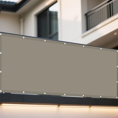 Sonnensegel Wasserdicht Sonnenschutz 60 x 250 cm Rechteckig Wasserdicht 98% UV Schutz Segel Baldachin Ohne Bohren mit Ösen Segeltuch für Garten Terrasse Camping Outdoor, Taupe von WRUIJIO