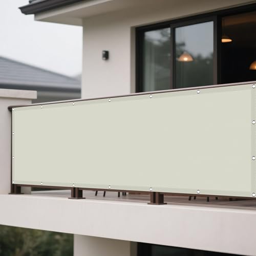 Sonnensegel mit Ösen 110 x 330 cm Rechteckig Wasserdicht Sonnenschutz Windschutz Outdoor Tarp Balkon Schattennetz mit Ösen Segeltuch 4 × 1.5 M Seile für Balkon Garten, cremefarben Sonnensegel mit Ösen 110 x 330 cm Rechteckig Wasserdicht Sonnenschutz Windschutz Outdoor Tarp Balkon Schattennetz mit Ösen Segeltuch 4 × 1.5 M Seile für Balkon Garten, cremefarben von WRUIJIO
