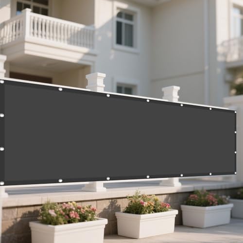 Sonnensegel mit Ösen 120 x 270 cm Rechteckig Wasserdicht Sonnenschutz Windschutz Sonnenschutz Baldachin Markise mit Spannseilen mit Ösen für Patio Balkon Terrasse Camping, Dunkelgrau von WRUIJIO