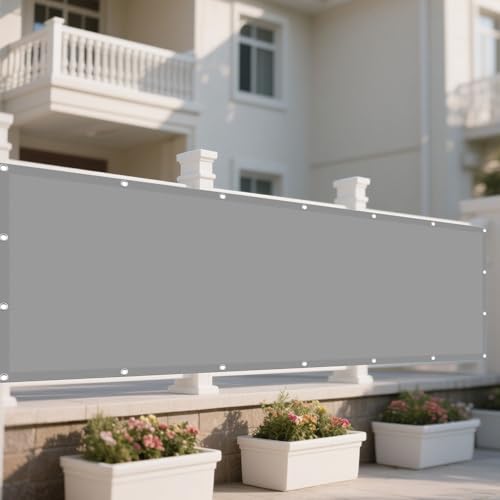 Sonnensegel mit Ösen 130 x 245 cm Rechteckig Wasserdicht Sonnenschutz Windschutz Sonnenschutz Baldachin Markise mit Spannseilen mit Ösen für Patio Balkon Terrasse Camping, Hellgrau von WRUIJIO